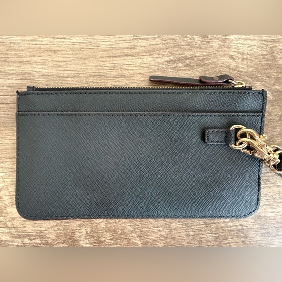 Lo & Sons Small Pouch Smartphone Wristlet Black Saffiano Leather